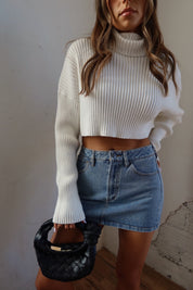 Luna Ivory Crop Turtleneck Sweater