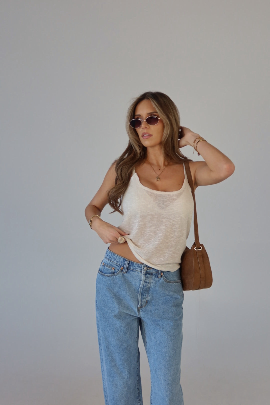 Elena Relaxed Tank in Cream