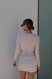 Erika Button-Down Long Sleeve Top in Blush