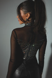 Kourtney Rhinestone Mesh Bodysuit