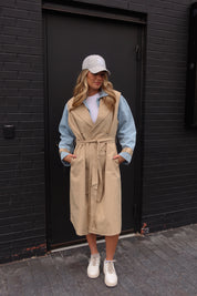 Paige Khaki Combo Trench Coat