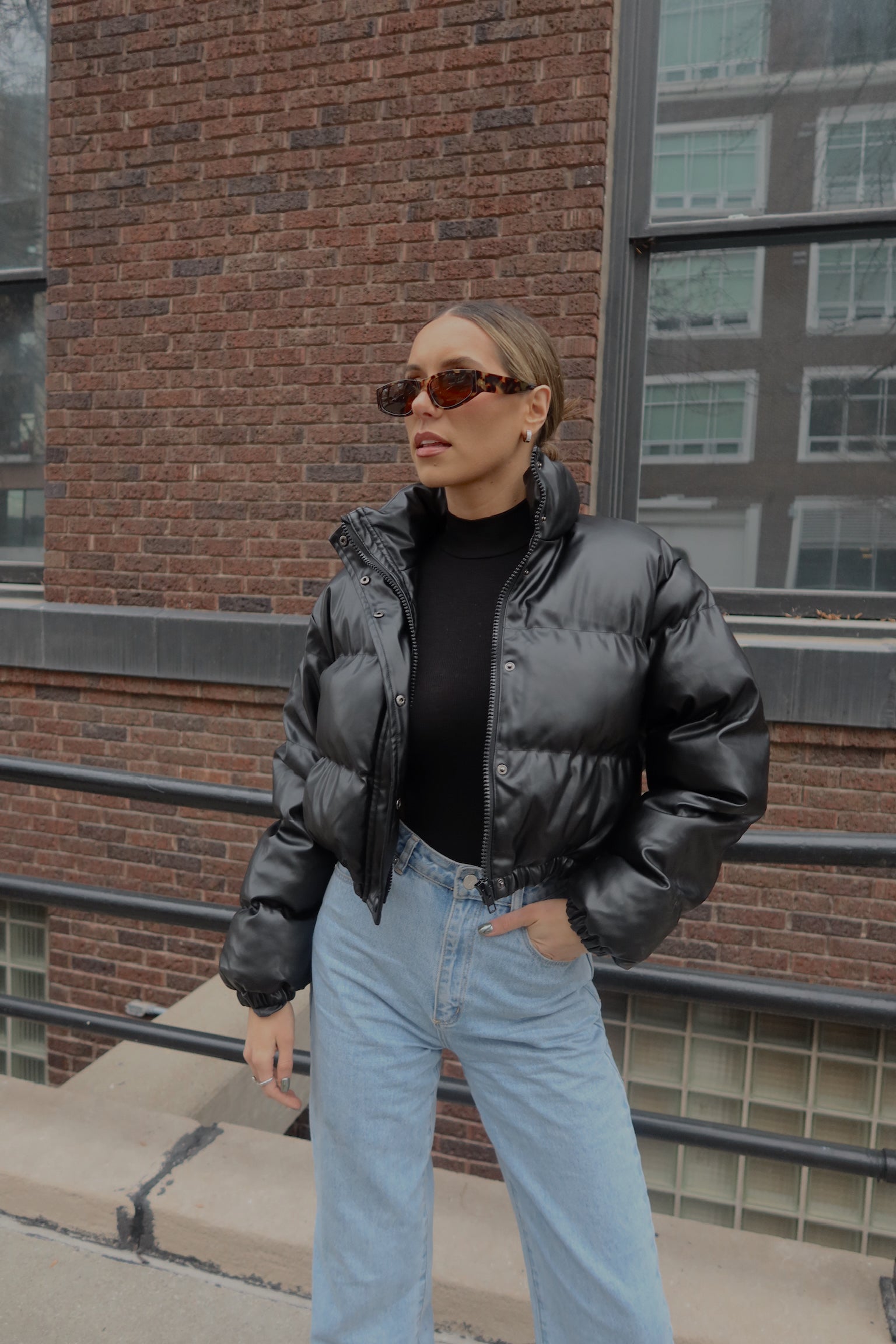 Jade Faux Leather Puffer Jacket