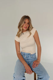 Brooklyn Ribbed Top In Ecru