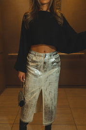 Metallic Midi Skirt