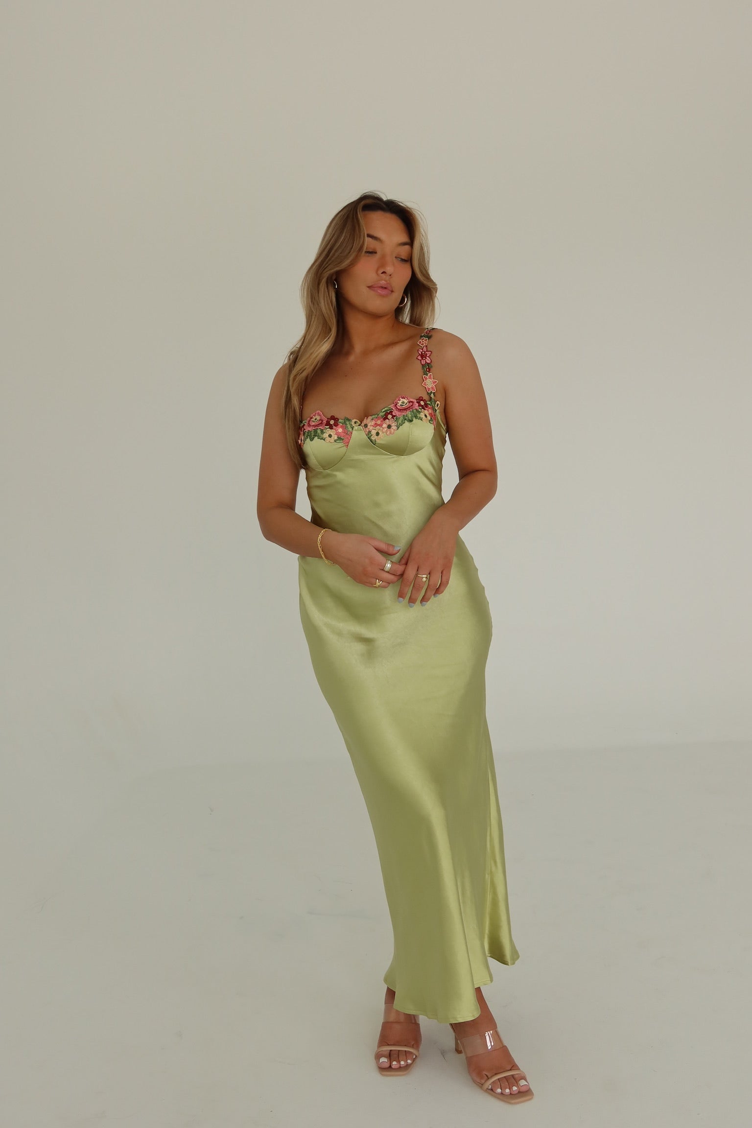 Naomi Floral Hem Silk Maxi Dress