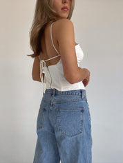 Layne Satin Halter Top In White