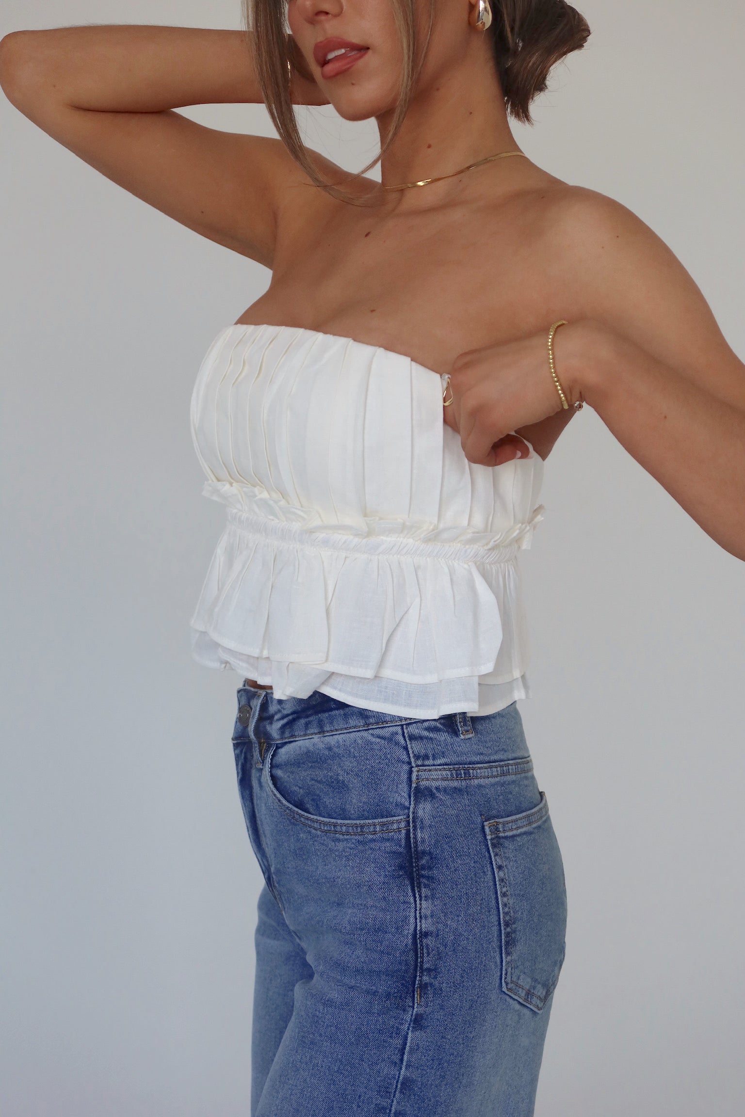 Jasmine Open Back Ruffle Top