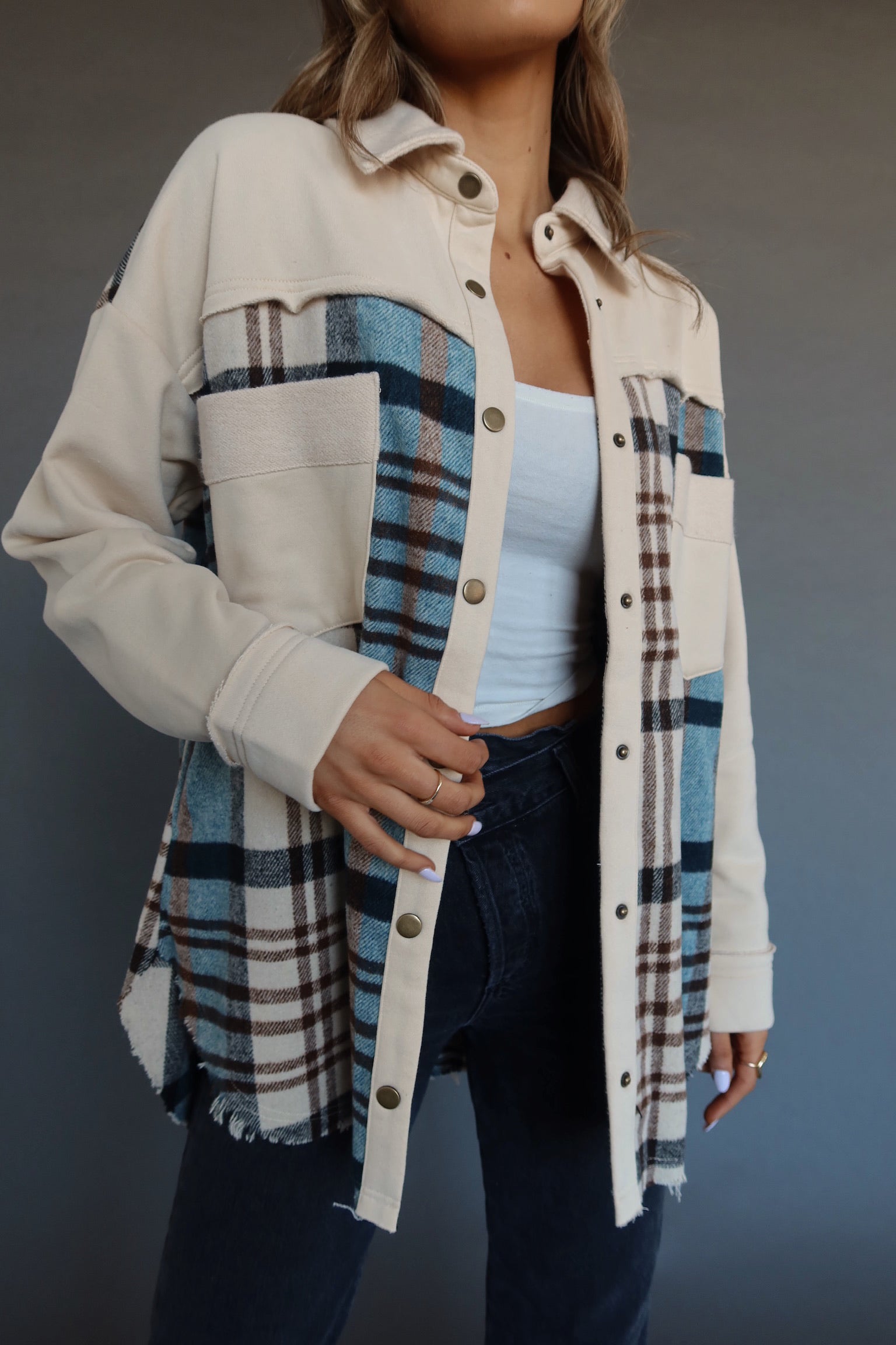 Kalen Contrast Plaid Shacket