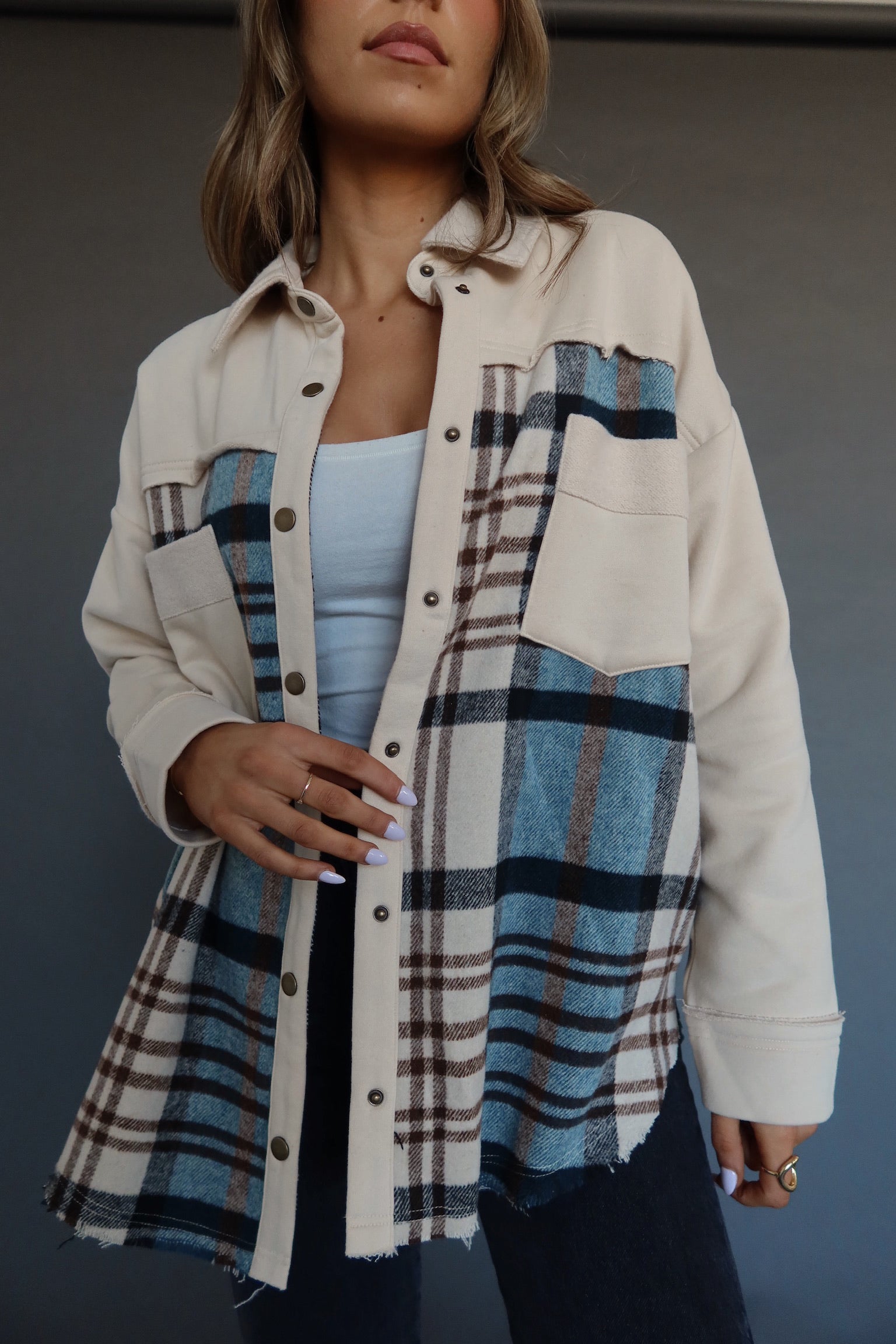 Kalen Contrast Plaid Shacket