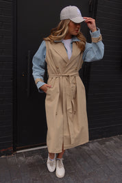 Paige Khaki Combo Trench Coat