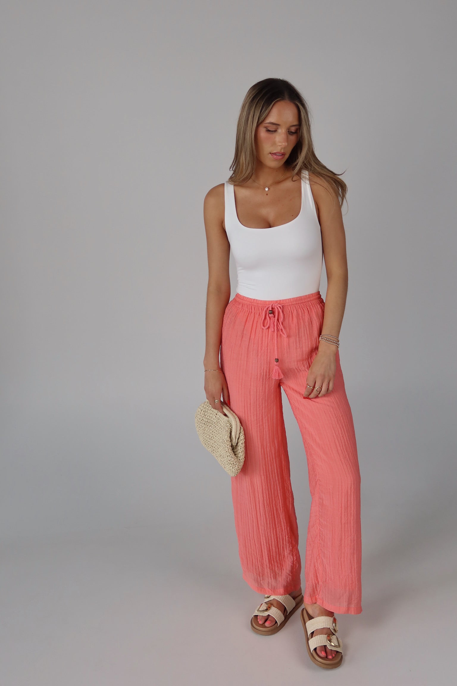 Coral Drawstring Pant