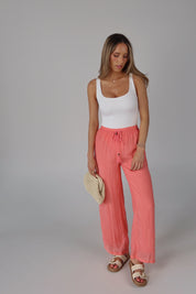 Coral Drawstring Pant