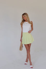 Lemon Pleated Mini Skirt