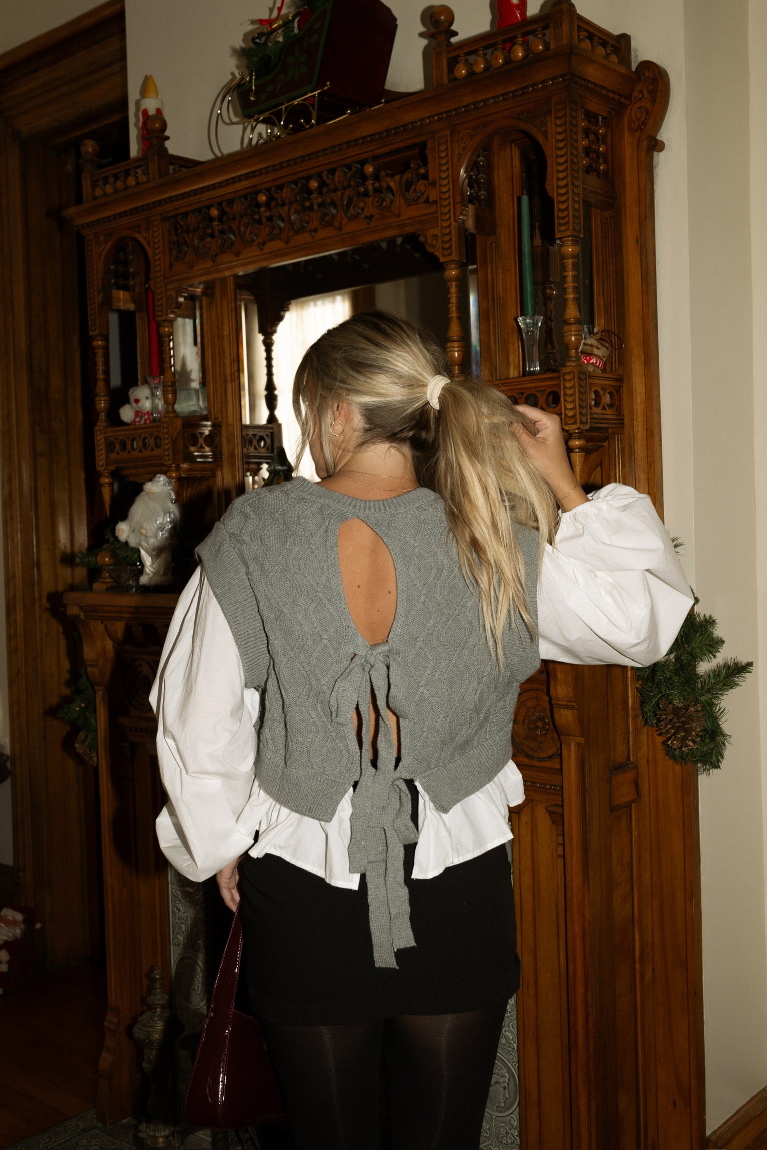 Kinley Knit & Woven Mix Balloon Sleeve Top