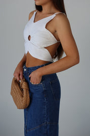 SALE :Eva Open Back Flower Top