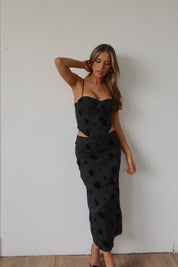 Tia Velvet Floral Midi Skirt