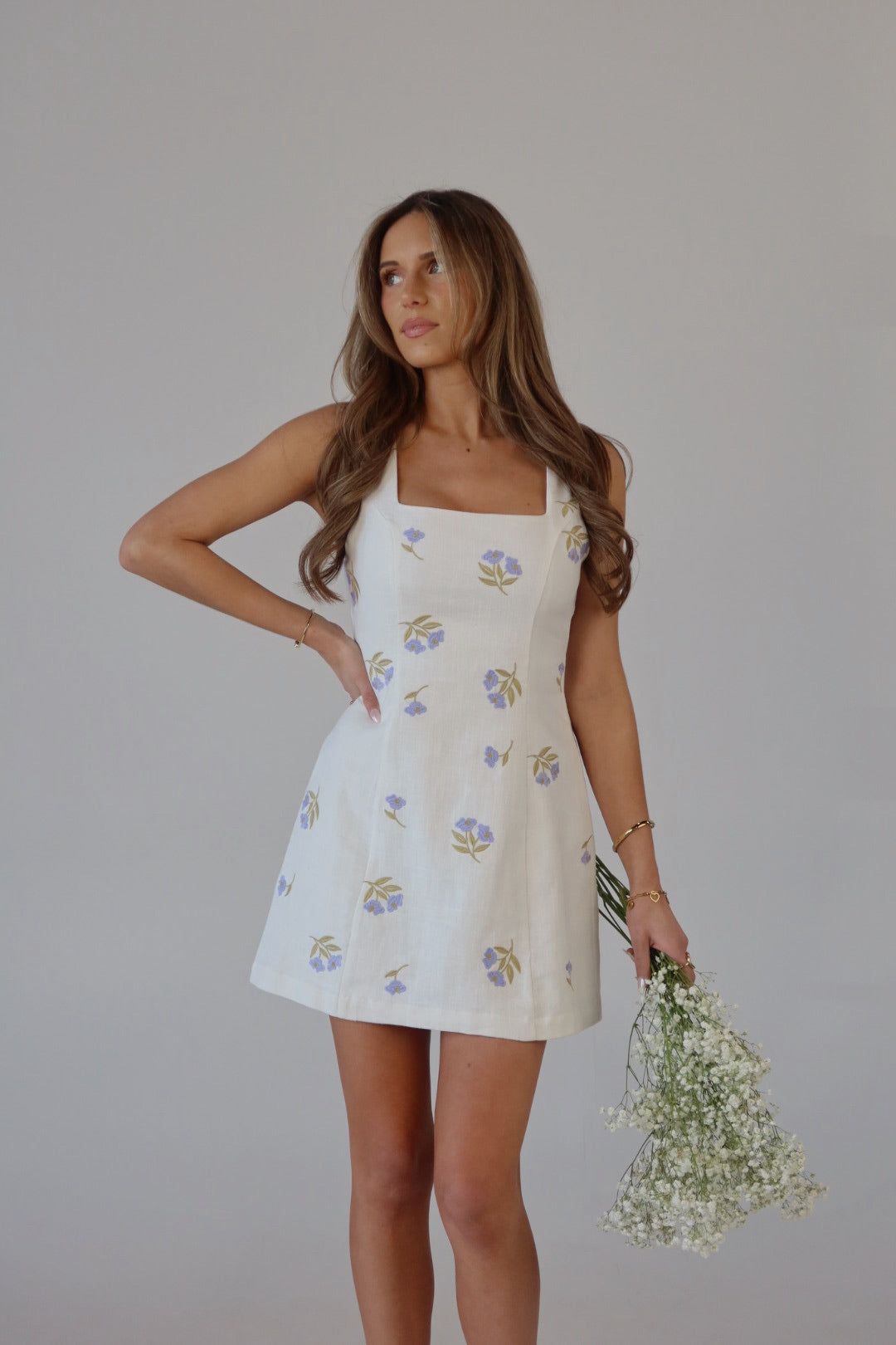 Elora Embroidered Mini Dress
