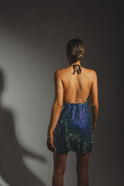 RESTOCKED :Lydia Rhinestone Mini Dress In Blue
