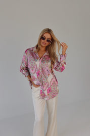 Lilianna Satin Button-Down Top