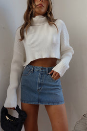 Luna Ivory Crop Turtleneck Sweater