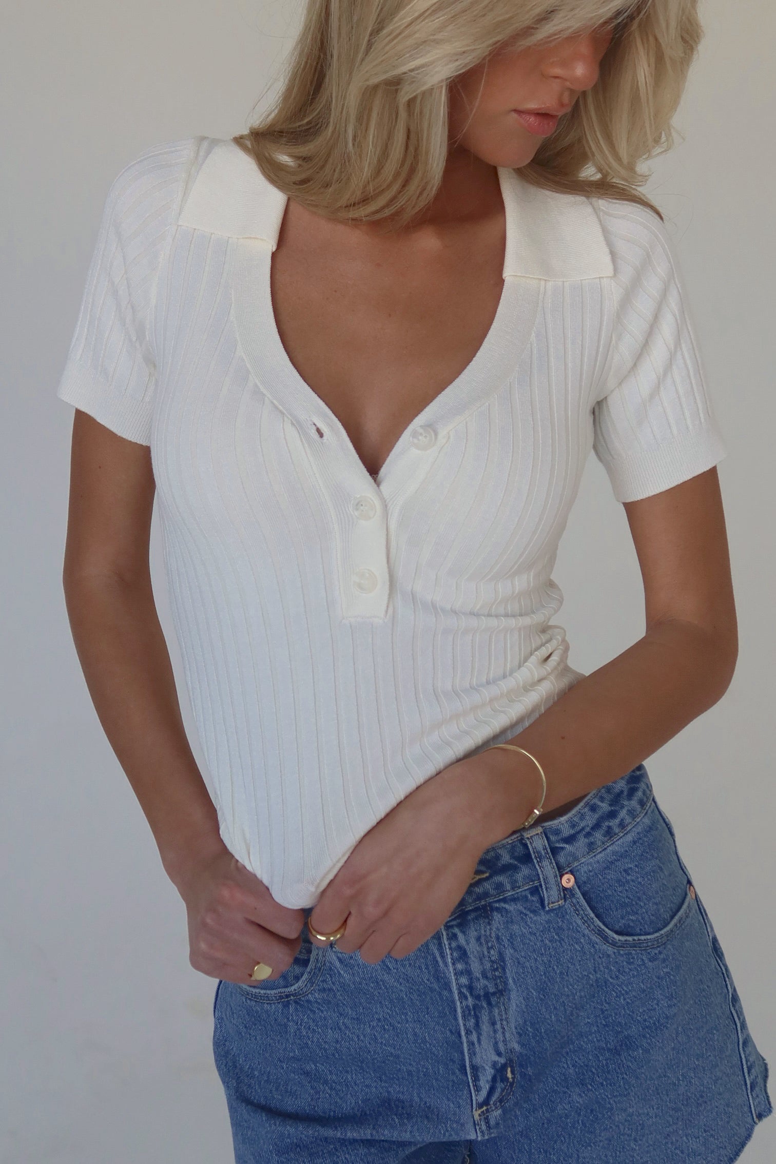 Mel V-Neck Collared Top