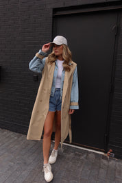 Paige Khaki Combo Trench Coat