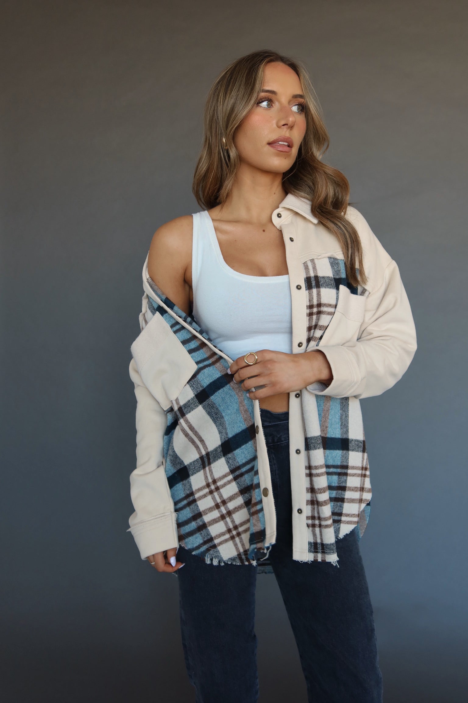 Kalen Contrast Plaid Shacket