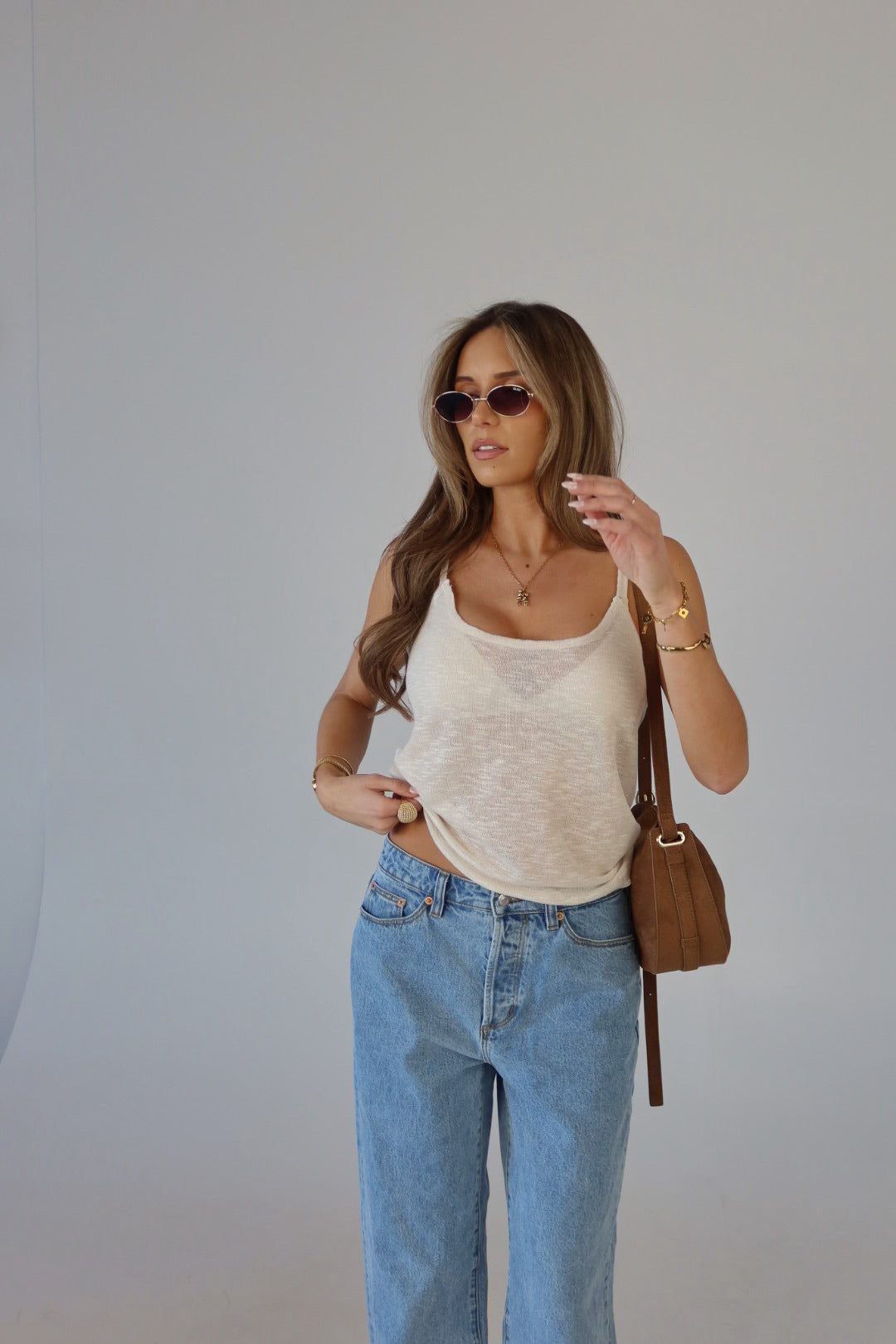 Elena Relaxed Tank in Cream