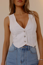 RESTOCKED :Aviana Denim Vest In White
