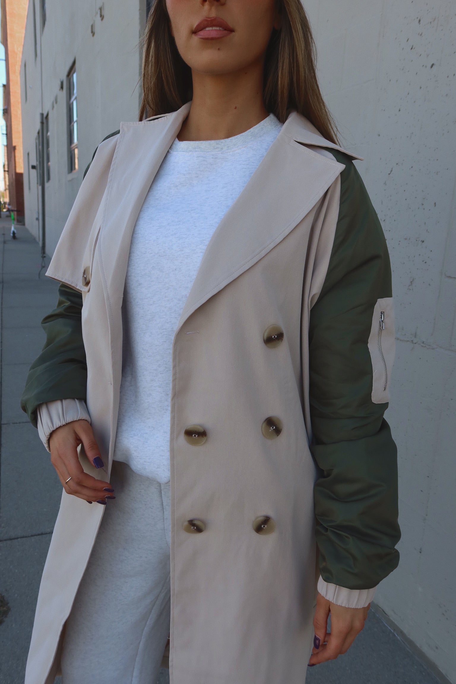 Khaki Combo Trench Coat