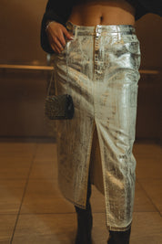 Metallic Midi Skirt