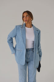 Heather Oversized Denim Blazer