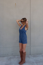 Maggie Button Down Denim Romper