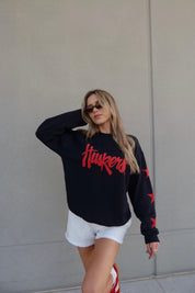 Huskers Star Crewneck In Black