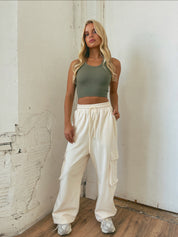 Olive Seamless Crop Tank