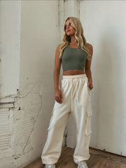 Olive Seamless Crop Tank