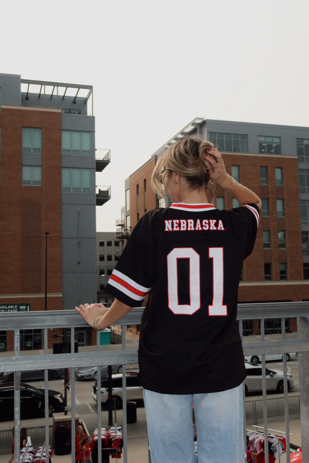 Nebraska Football Button Down Jersey In Black
