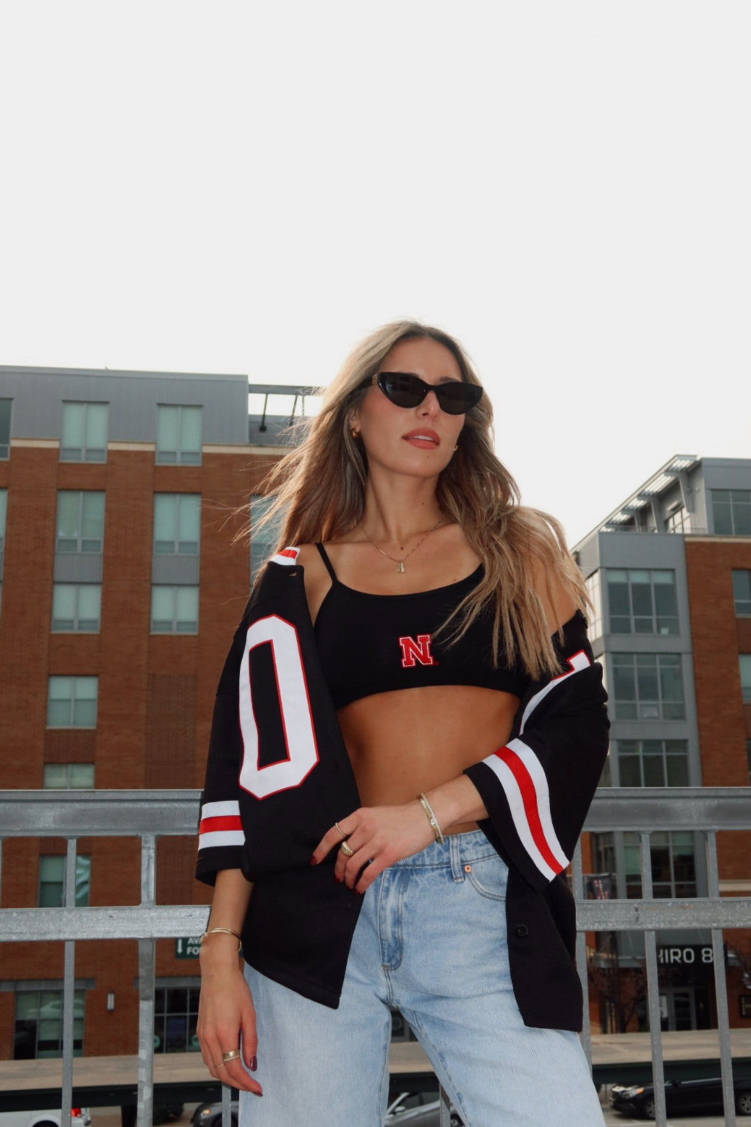 Nebraska Football Button Down Jersey In Black