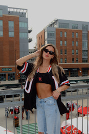 Nebraska Football Button Down Jersey In Black