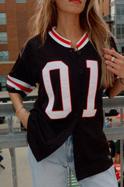 Nebraska Football Button Down Jersey In Black