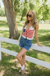 American Flag Split Front Top