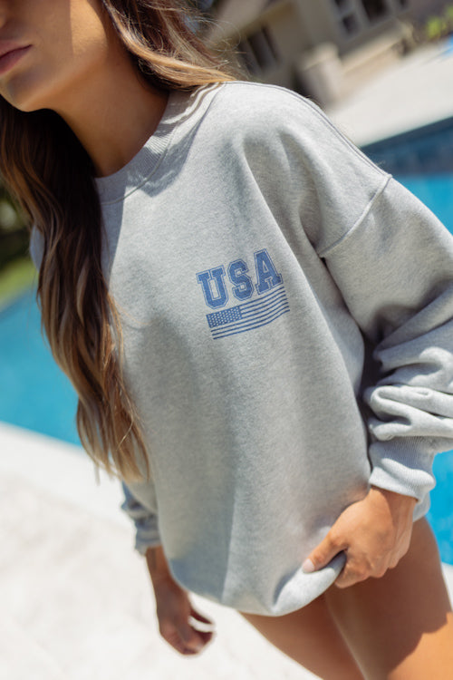 Oversized USA Crewneck Sweatshirt