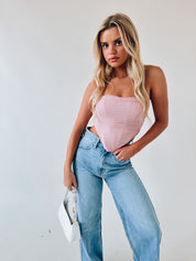 Mauve Mesh Bustier Top