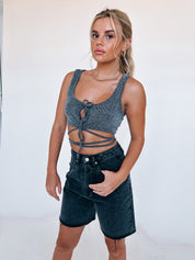 Ember Black Denim Shorts