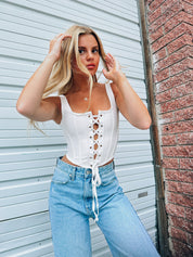 SALE  :Trish Lace Up Corset Top