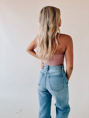 Mauve Mesh Bustier Top