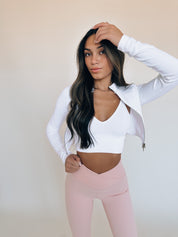 Brooks Front Zipper Crop In White
