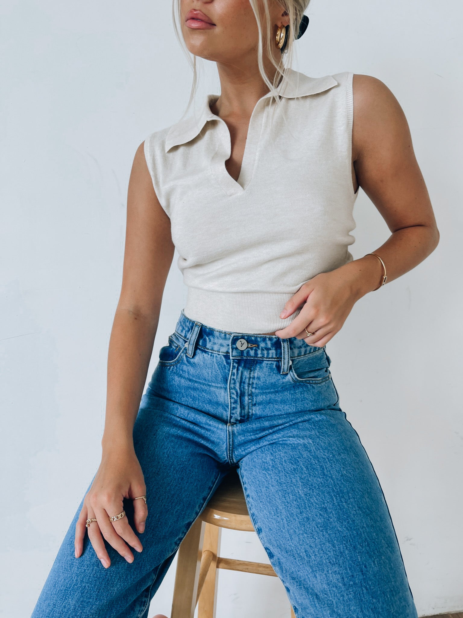 Adeline Collared Knit Top
