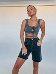 Ember Black Denim Shorts