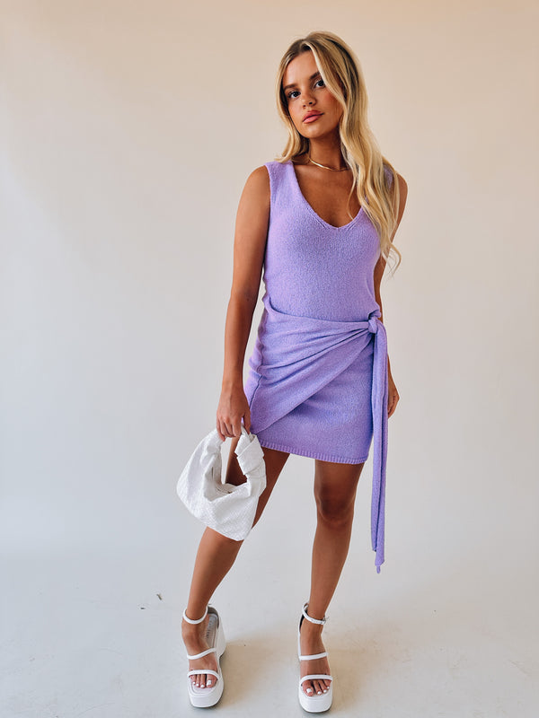 Lilac Knit Mini Dress
